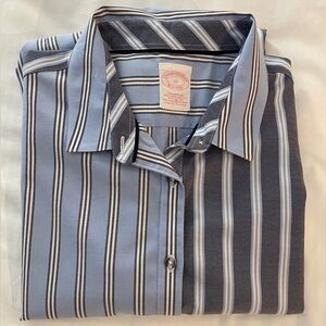 Brooks Brothers Non-Iron Grey and Light Blue Striped Shirt